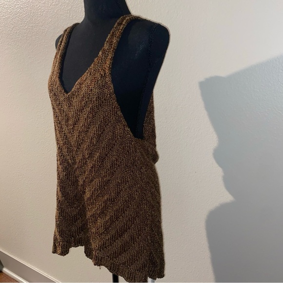 Free People Brown Green Knit Chevron Tank Top Medium - Picture 5 of 9